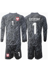 Fotbalové Dres Polsko Wojciech Szczesny #1 Brankářské Dětské Venkovní Oblečení ME 2024 Dlouhý Rukáv (+ trenýrky)